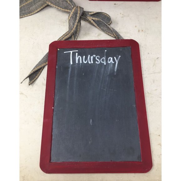 Set of 3 Wall Hanging Chalkboards With Red Wooden Perimeter - Picture 2 of 5